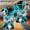 BlueJose Bowling And Pins Black Paint Splash Design Customized Name, Team Name 3D Shirt (4 Colors)
