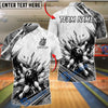 BlueJose Bowling Exploding Strike Pins Abstract White Geometric Customized Name, Team Name 3D Shirt (6 Colors)