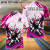 BlueJose Bowling Exploding Strike Pins Abstract White Geometric Customized Name, Team Name 3D Shirt (6 Colors)