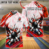 BlueJose Bowling Exploding Strike Pins Abstract White Geometric Customized Name, Team Name 3D Shirt (6 Colors)