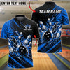BlueJose Bowling Fire Flames Explosion Black Splash Customized Name, Team Name 3D Shirt (6 Colors)