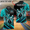 BlueJose Bowling Fire Flames Explosion Black Splash Customized Name, Team Name 3D Shirt (6 Colors)