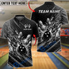 BlueJose Bowling Fire Flames Explosion Black Splash Customized Name, Team Name 3D Shirt (6 Colors)