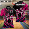 BlueJose Bowling Fire Flames Explosion Black Splash Customized Name, Team Name 3D Shirt (6 Colors)
