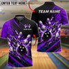 BlueJose Bowling Fire Flames Explosion Black Splash Customized Name, Team Name 3D Shirt (6 Colors)