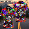 BlueJose Darts Graffiti Cartoon Dartboard Street Art Design Personalized Name, Team Name Unisex Shirt (4 Colors)