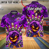BlueJose Bowling And Pins Evil Pumpkin Face Skull Halloween Fire Spooky Castle Customized Name, Team Name 3D Shirt (4 Colors)