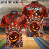 BlueJose Bowling And Pins Evil Pumpkin Face Skull Halloween Fire Spooky Castle Customized Name, Team Name 3D Shirt (4 Colors)