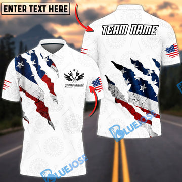 BlueJose Darts American Flag Torn Effect Dartboard Pattern Design Personalized Name Shirt
