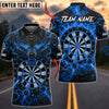 BlueJose Darts Glowing Eyes Fierce Wolf Head Flame Aura Darts Dartboard Target Bullseye Personalized Name, Team Name Unisex Shirt (4 Colors)