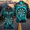 BlueJose Darts Glowing Eyes Fierce Wolf Head Flame Aura Darts Dartboard Target Bullseye Personalized Name, Team Name Unisex Shirt (4 Colors)