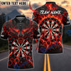 BlueJose Darts Glowing Eyes Fierce Wolf Head Flame Aura Darts Dartboard Target Bullseye Personalized Name, Team Name Unisex Shirt (4 Colors)