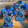 BlueJose Bowling And Pins Angry Monster Ball Creepy Teeth Pins Splash Water Graffiti Street Art Lane Customized Name, Team Name 3D Shirt (4 Colors)
