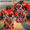 BlueJose Bowling And Pins Angry Monster Ball Creepy Teeth Pins Splash Water Graffiti Street Art Lane Customized Name, Team Name 3D Shirt (4 Colors)