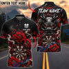 BlueJose Darts Oni Demon Mask Red Peony Graphic Personalized Name, Team Name Unisex Shirt (6 Colors)