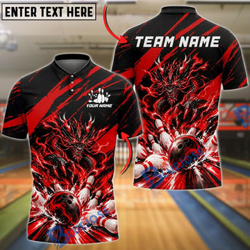 BlueJose Bowling Fiery Dragon Claw Slash Splash Customized Name, Team Name 3D Shirt (6 Colors)