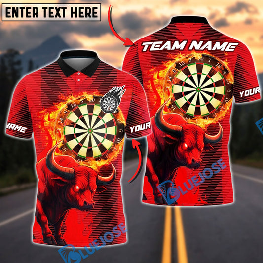 BlueJose Darts Inferno Bull Personalized Name, Team Name Unisex Shirt (4 Colors)