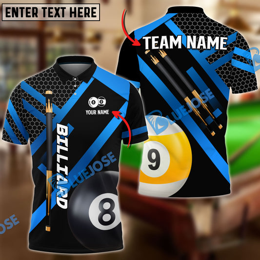 BlueJose Billiards Metalic Style Personalized Name, Team Name Unisex Shirt ( 6 Colors )