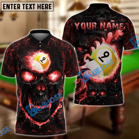 BlueJose Billiards Ball 9 Hell Flame Skull Personalized 3D Shirt ( 4 Colors )