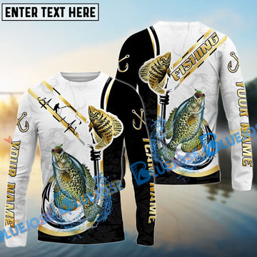 Bluejose Crappie Fishing Black Golden Hook Name & Team Name 3D Shirts