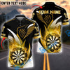 BlueJose Darts Golden Flame Dartboard Personalized Name, Team Name Shirt (4 Colors)