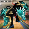 BlueJose Bowling Flame Bowling Ball And Pins Black And Gold Customized Name, Team Name 3D Shirt (4 Colors)