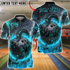 BlueJose Bowling Fire Black Dragon & Bowling Ball Customized Name, Team Name 3D Shirt (4 Colors)