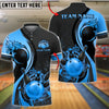 BlueJose Bowling And Pins Black Gold Water Strike Design Customized Name, Team Name 3D Shirt (6 Colors)