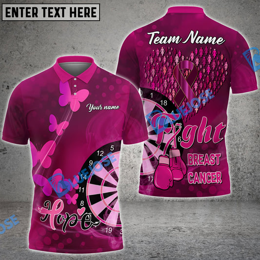 BlueJose Darts Breast Cancer Hope Personalized Name, Team Name Shirt