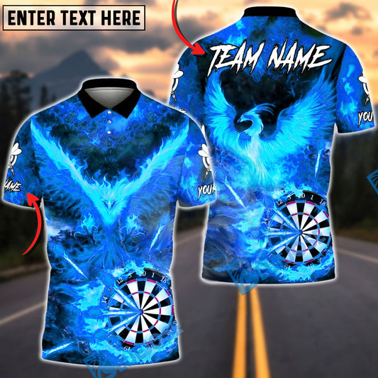 BlueJose Darts Flaming Phoenix Dartboard Multicolor Options Personalized Name Shirt (4 Colors)