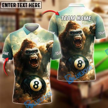 BlueJose Billiards 8-Ball Gorilla Fury Personalized Name, Team Name Unisex Shirt