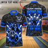BlueJose Bowling And Pins Fiery Reaper Pin Strike Graphic Customized Name, Team Name 3D Shirt (4 Colors)