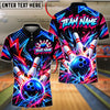 BlueJose Bowling And Pins Neon Lightning Explosion Graphic Customized Name, Team Name 3D Shirt (4 Colors)