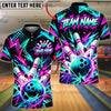 BlueJose Bowling And Pins Neon Lightning Explosion Graphic Customized Name, Team Name 3D Shirt (4 Colors)