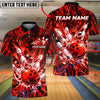 BlueJose Bowling And Pins Collision Graphic Customized Name, Team Name 3D Shirt (4 Colors)