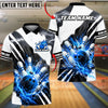 BlueJose Bowling And Pins Explosive Ball Strike Graphic Customized Name, Team Name 3D Shirt (4 Colors)