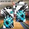 BlueJose Bowling And Pins Explosive Ball Strike Graphic Customized Name, Team Name 3D Shirt (4 Colors)
