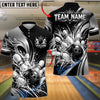 BlueJose Bowling And Pins Impact Burst Graphic Customized Name, Team Name 3D Shirt (6 Colors)