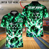 BlueJose Bowling And Pins Dynamic Flame Skull Pin Motion Graphic Customized Name, Team Name 3D Shirt (4 Colors)