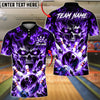 BlueJose Bowling And Pins Dynamic Flame Skull Pin Motion Graphic Customized Name, Team Name 3D Shirt (4 Colors)