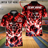 BlueJose Bowling And Pins Dynamic Flame Skull Pin Motion Graphic Customized Name, Team Name 3D Shirt (4 Colors)