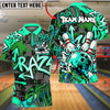 BlueJose Bowling And Pins Graffiti Pin Strike Graphic Customized Name, Team Name 3D Shirt (4 Colors)