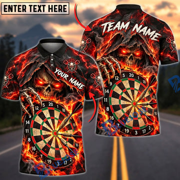 BlueJose Darts Explosive Reaper Bullseye Flame Graphic Personalized Name, Team Name Unisex Shirt (4 Colors)