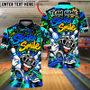 BlueJose Bowling And Pins Strike & Smile Cartoon Funny Character Graphic Customized Name, Team Name 3D Shirt (4 Colors)