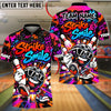 BlueJose Bowling And Pins Strike & Smile Cartoon Funny Character Graphic Customized Name, Team Name 3D Shirt (4 Colors)