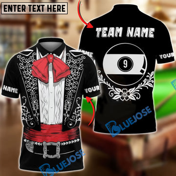 BlueJose Billiards Ball 8&9 Yinyang Mariachi Pool Jersey Customized Name, Team Name 3D Shirt