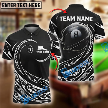 BlueJose Billiards Ball 8 Tribal Spin Personalized Name, Team Name Unisex Shirt