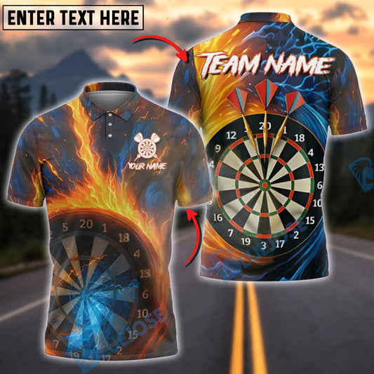 BlueJose Darts Blazing Bullseye Personalized Name, Team Name Shirt (4 Colors)