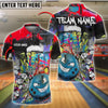 BlueJose Bowling And Pins Graffiti Rage Customized Name, Team Name 3D Shirt (4 Colors)