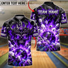 BlueJose Bowling And Pins Flame Break Fiery Demon Graphic Customized Name, Team Name 3D Shirt (4 Colors)